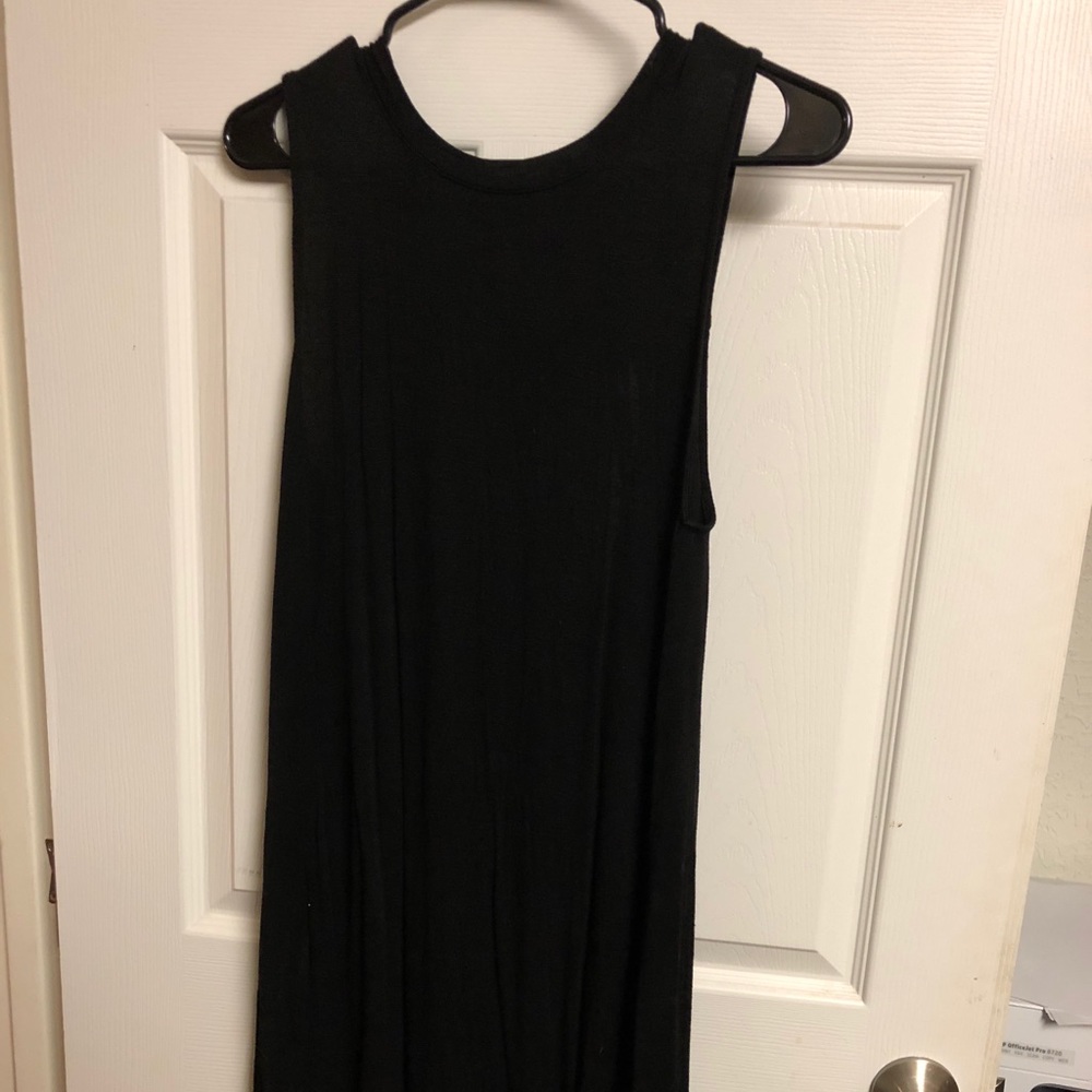 Fringe backless little black dress